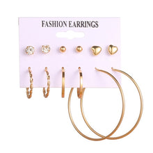 Load image into Gallery viewer, EN 12 Pairs Flower Women&#39;S Earrings Set Pearl Crystal Stud Earrings Boho Geometric Tassel Earrings For Women 2020 Jewelry Gift
