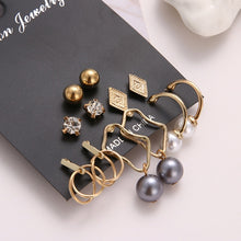 Load image into Gallery viewer, EN 12 Pairs Flower Women&#39;S Earrings Set Pearl Crystal Stud Earrings Boho Geometric Tassel Earrings For Women 2020 Jewelry Gift
