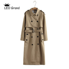 Load image into Gallery viewer, Vee Top women casual solid color double breasted outwear fashion sashes office coat chic epaulet design long trench 902229
