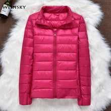 Load image into Gallery viewer, Winter Women Ultralight Thin Down Jacket White Duck Down Hooded Jackets Long Sleeve Warm Coat Parka Female Portable Outwear
