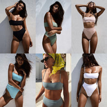 Load image into Gallery viewer, ZTVitality Sexy Bikinis Solid Push Up Bikini 2020 Hot Sale Padded Bra Straps High Waist Swimsuit Female Swimwear Women Biquini
