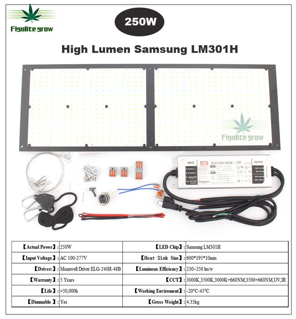 Superbright Samsung LM301H Dimmable 150w 240W 3000K/3500K 660nm UV IR LED grow light quantum tech led V3 board Meanwell driver