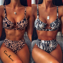 Load image into Gallery viewer, Catei Karrui NEW 2020 popular women&#39;s swimsuit Leopard Print Bikini split swimsuit sexy bikini swimming pool party essential
