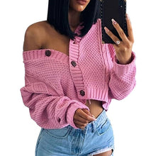 Load image into Gallery viewer, 2020 New Casual Loose Long Sleeve Single Row Button Sweater Sweater Cardigan Women Knitwear V Neck Women&#39;s Clothing Cardigan
