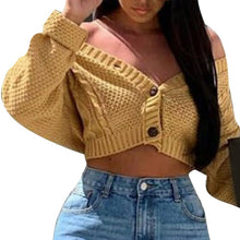 Load image into Gallery viewer, 2020 New Casual Loose Long Sleeve Single Row Button Sweater Sweater Cardigan Women Knitwear V Neck Women&#39;s Clothing Cardigan
