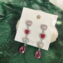 Load image into Gallery viewer, MENGJIQIAO New Korean Shiny Heart Crystal Drop Earrings For Women Fashion Shell Rhinestone Boucle D&#39;oreille Party Jeweley Gift
