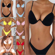 Load image into Gallery viewer, Hot Sale Women Push-up Bandage Bikini Solid Color Swimsuit Low Waist Triangle Swimwear Sexy Bathing Suit Maillot De Bain Femme
