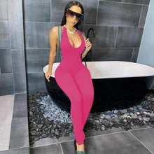 Load image into Gallery viewer, Simenual Solid Bodycon Halter Women Long Jumpsuits Skinny Backless Sleeveless Workout Overalls Sportswear Fashion Basic Jumpsuit
