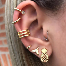 Load image into Gallery viewer, 28 Style Punk Gold Color Bird Snake Star Cross Cactus Earrings Set for Women Crystal Geometric Studs Earrings Statement Jewelry
