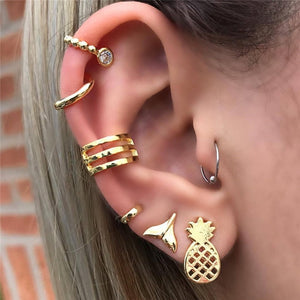 28 Style Punk Gold Color Bird Snake Star Cross Cactus Earrings Set for Women Crystal Geometric Studs Earrings Statement Jewelry