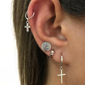 28 Style Punk Gold Color Bird Snake Star Cross Cactus Earrings Set for Women Crystal Geometric Studs Earrings Statement Jewelry