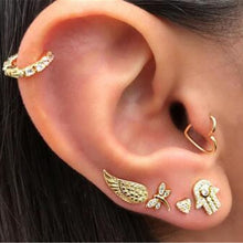 Load image into Gallery viewer, 28 Style Punk Gold Color Bird Snake Star Cross Cactus Earrings Set for Women Crystal Geometric Studs Earrings Statement Jewelry
