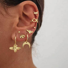 Load image into Gallery viewer, 28 Style Punk Gold Color Bird Snake Star Cross Cactus Earrings Set for Women Crystal Geometric Studs Earrings Statement Jewelry
