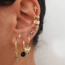 Load image into Gallery viewer, 28 Style Punk Gold Color Bird Snake Star Cross Cactus Earrings Set for Women Crystal Geometric Studs Earrings Statement Jewelry
