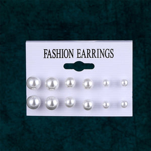 EN 12 Pairs Flower Women'S Earrings Set Pearl Crystal Stud Earrings Boho Geometric Tassel Earrings For Women 2020 Jewelry Gift