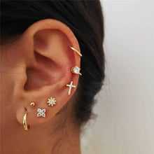 Load image into Gallery viewer, 28 Style Punk Gold Color Bird Snake Star Cross Cactus Earrings Set for Women Crystal Geometric Studs Earrings Statement Jewelry
