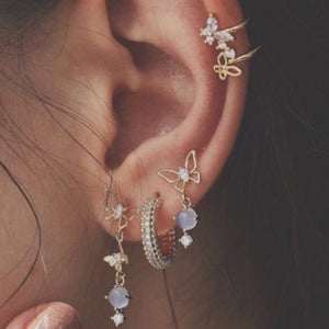 28 Style Punk Gold Color Bird Snake Star Cross Cactus Earrings Set for Women Crystal Geometric Studs Earrings Statement Jewelry