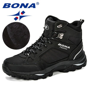 BONA Men Boots Anti-Skidding Leather Shoes Men Popular Comfy Spring Autumn Men Shoes Short Plush Snow Boots Durable Outsole